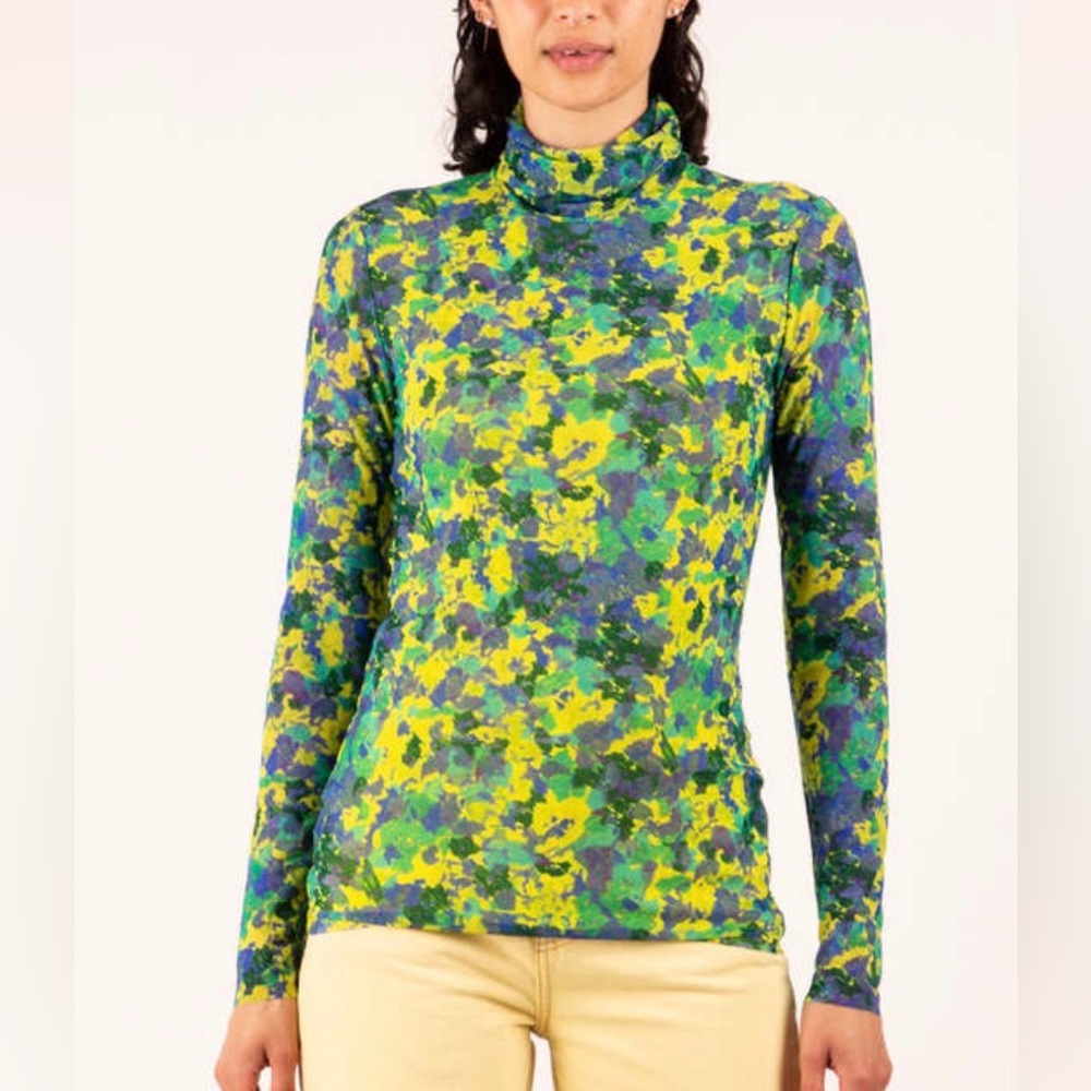 Ganni Multicolor Floral Long Sleeve Top